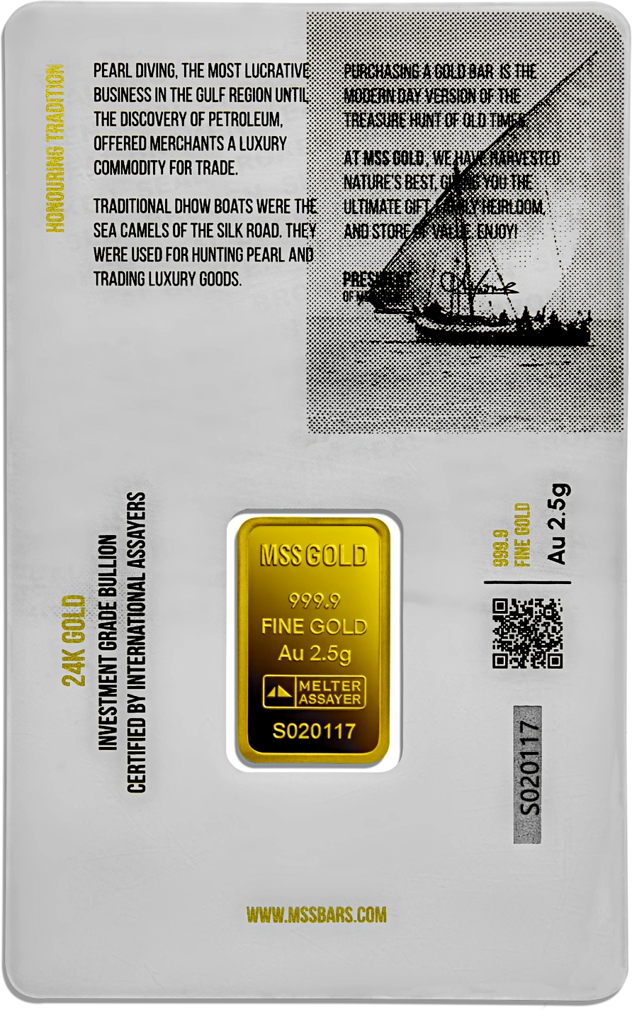 2.5 Grams Gold Bar - Back